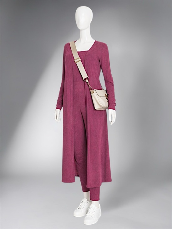 Longline Ribbed Jumpsuit Set - Picture 3 of 13